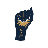 Alt="Main tatouée poing fermé sur un soleil pour le pictogramme illustrant la valeur de confiance"