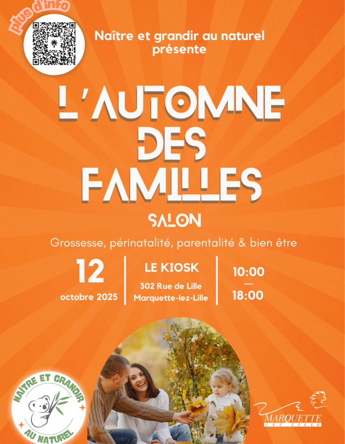 Affiche présentant le Salon L'Automne des Familles organisé par l'Association Naître et Grandir au Naturel