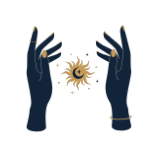 Alt="Mains qui encadrent un soleil avec une lune au centre pour icône de cas clé"