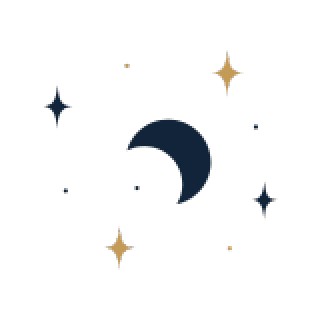 Alt="Croissant de lune entouré d'étoiles pour icône de cas clé"